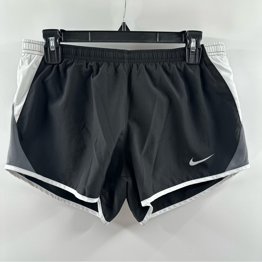 Nike Dri-FIT Black Running Shorts with White & Grey Trim – Size M